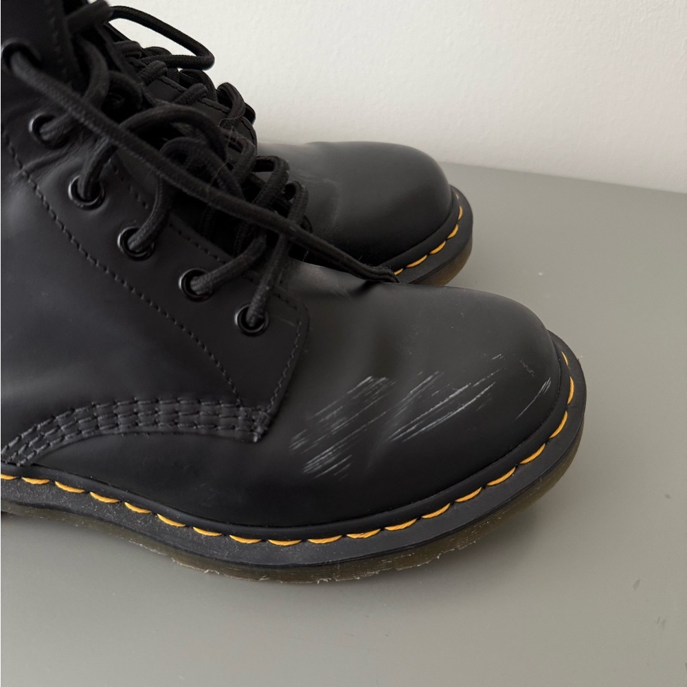 Dr. Martens Black Boots with Yellow Stitching - Picture 3 of 5